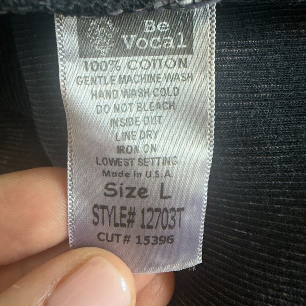 Vocal Made in USA Skull Tank Top Size L Studded Rhinestone Graphic Mineral Wash - Picture 5 of 5